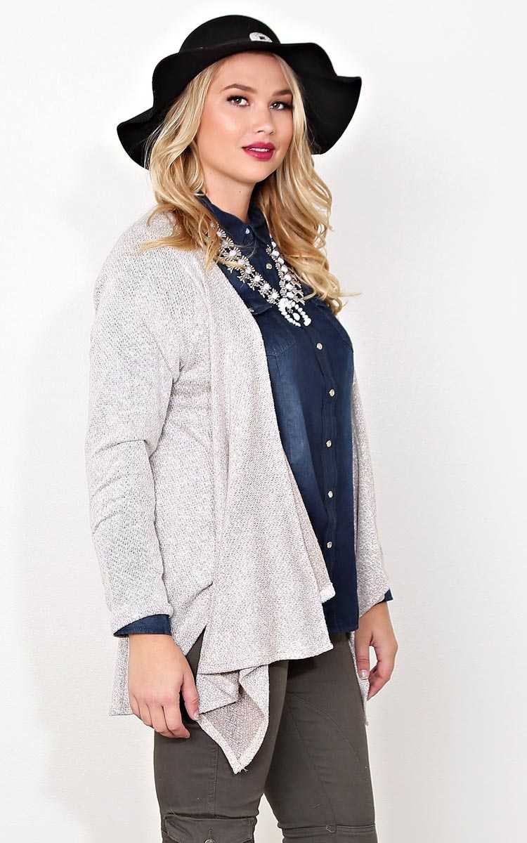 Plus Size Chrissy Slub Knit Wrap - Taupe Combo in Size 2X by Styles For Less