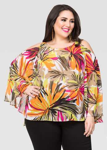 Tropical Cold Shoulder Blouse