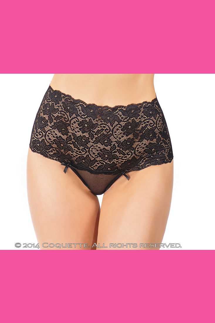 Black Mesh High Waist Thong
