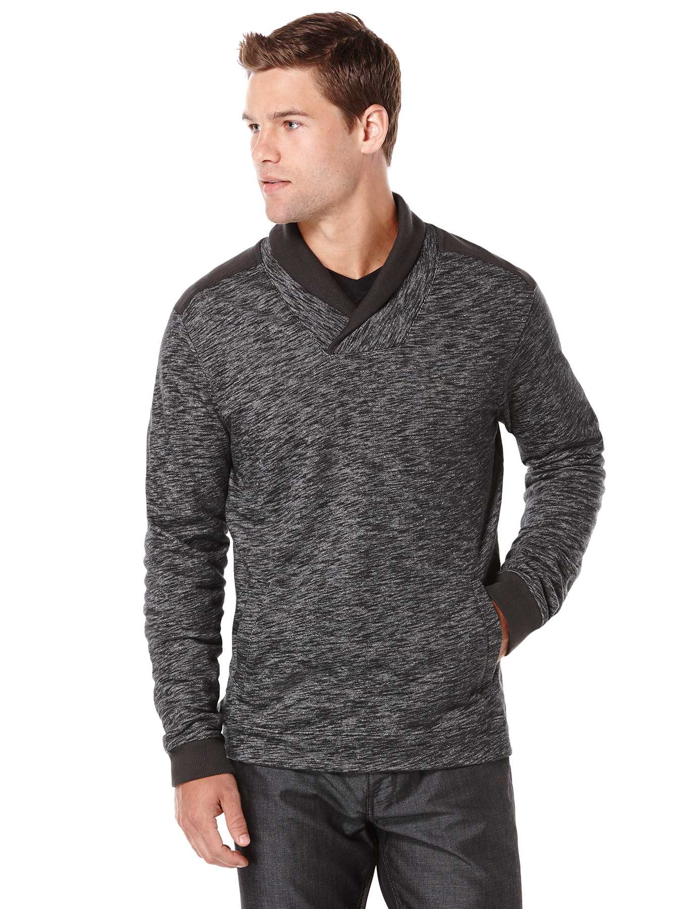 Perry Ellis French Terry Shawl Collar Pullover