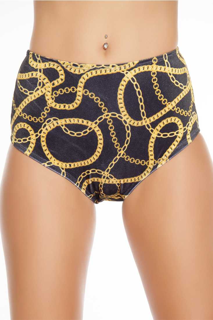Chains High-Waisted Velvet Shorts
