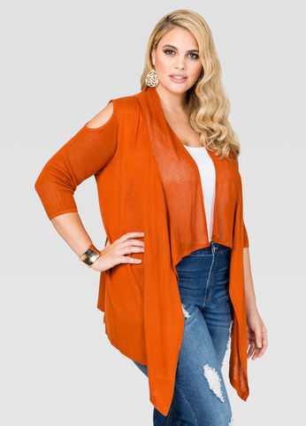 Cold Shoulder Pointelle Cardigan
