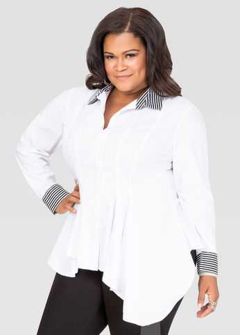 Contrast Stripe Peplum Shirt
