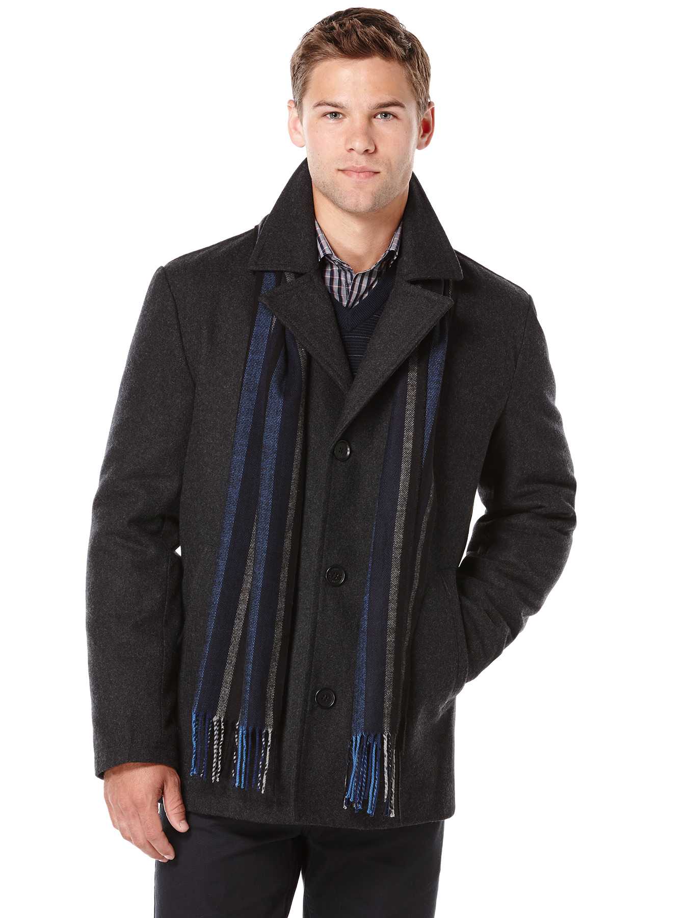 Perry Ellis Wool Melton Scarf Coat