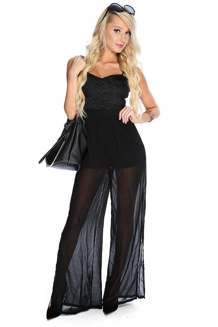 Black Embroidered Mesh Sexy Outfit by Wow Couture