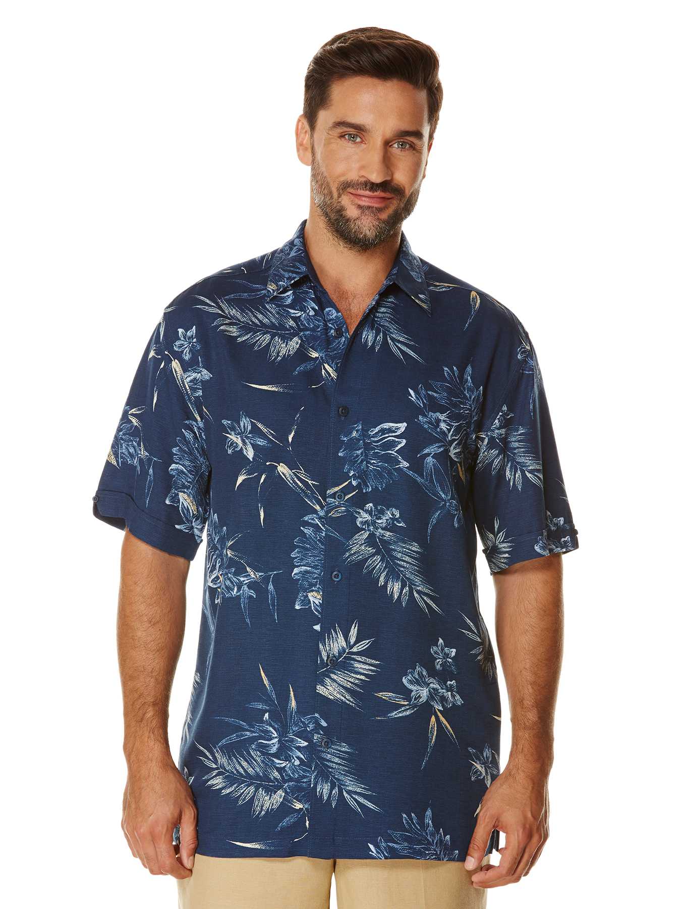 Cubavera Big & Tall Short Sleeve Allover Tropical Print Shirt