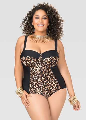 Leopard Underwire One Piece Swimsuit