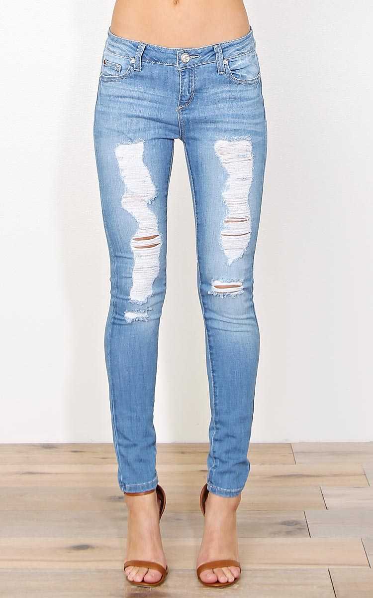 Hanna Light Wash Skinnies - Med Destroyed in Size by Styles For Less