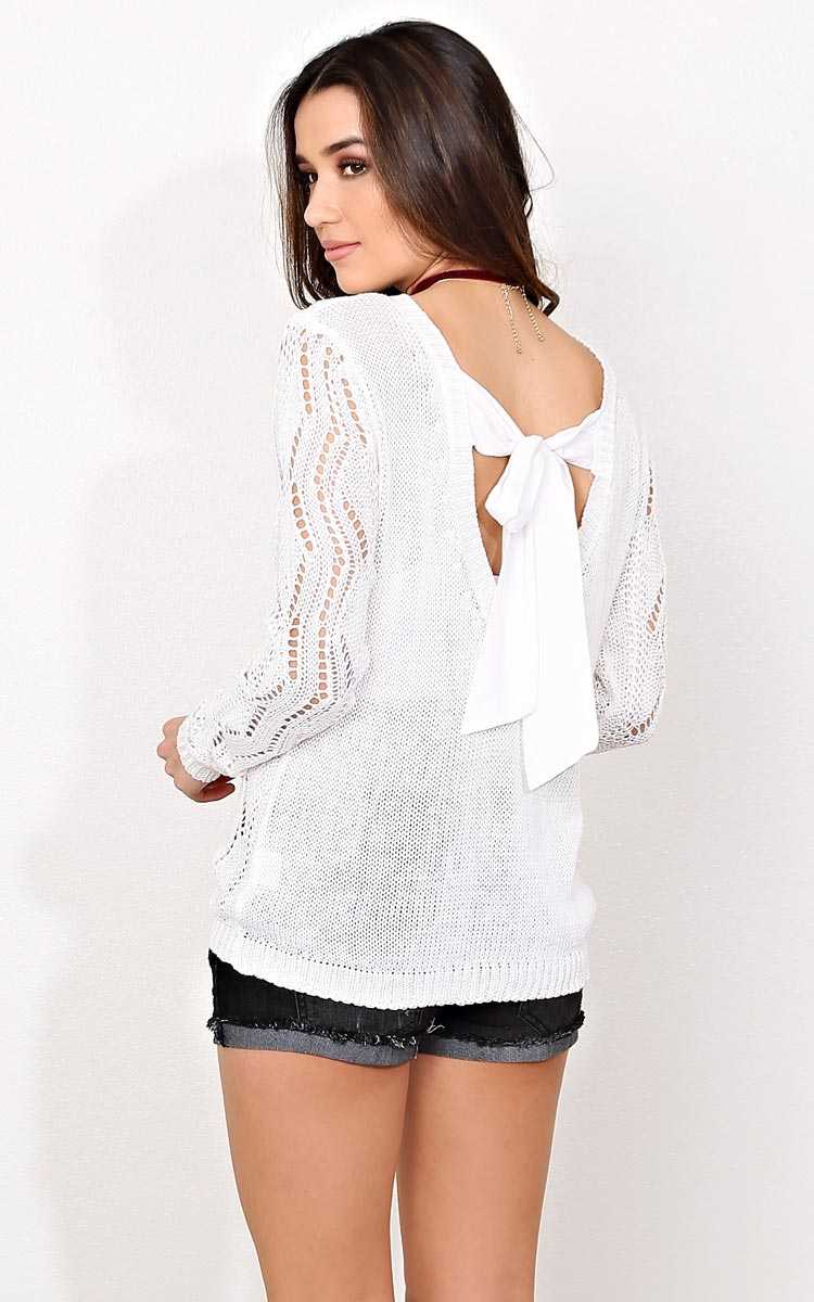 Paige Eyelet Knit Sweater - Ivry/Natrl in Size S/M by Styles For Less