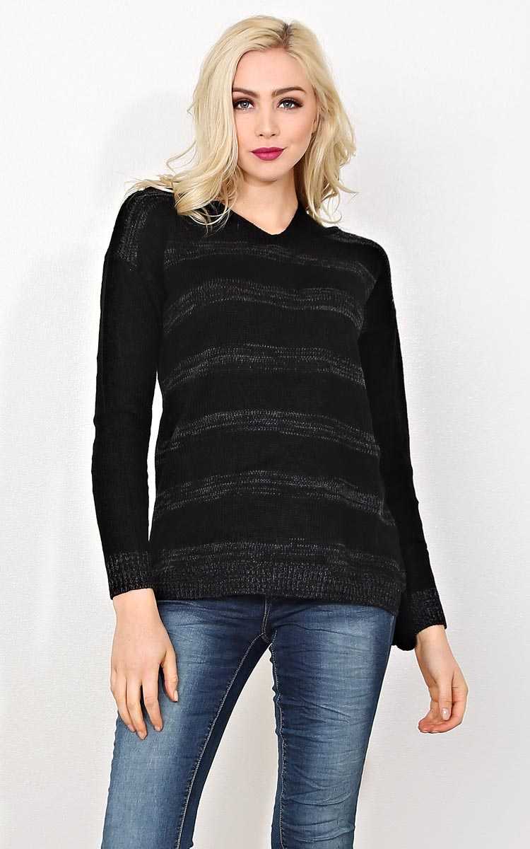 Chilly Times Striped Sweater - SML - Black Combo in Size Small by Styles For Less