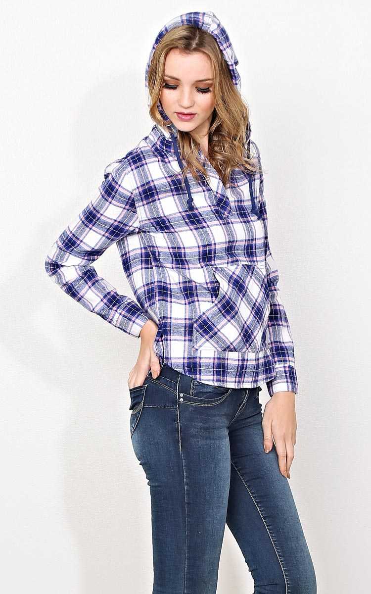 High Peaks Flannel Plaid Top - - Blue Combo in Size by Styles For Less