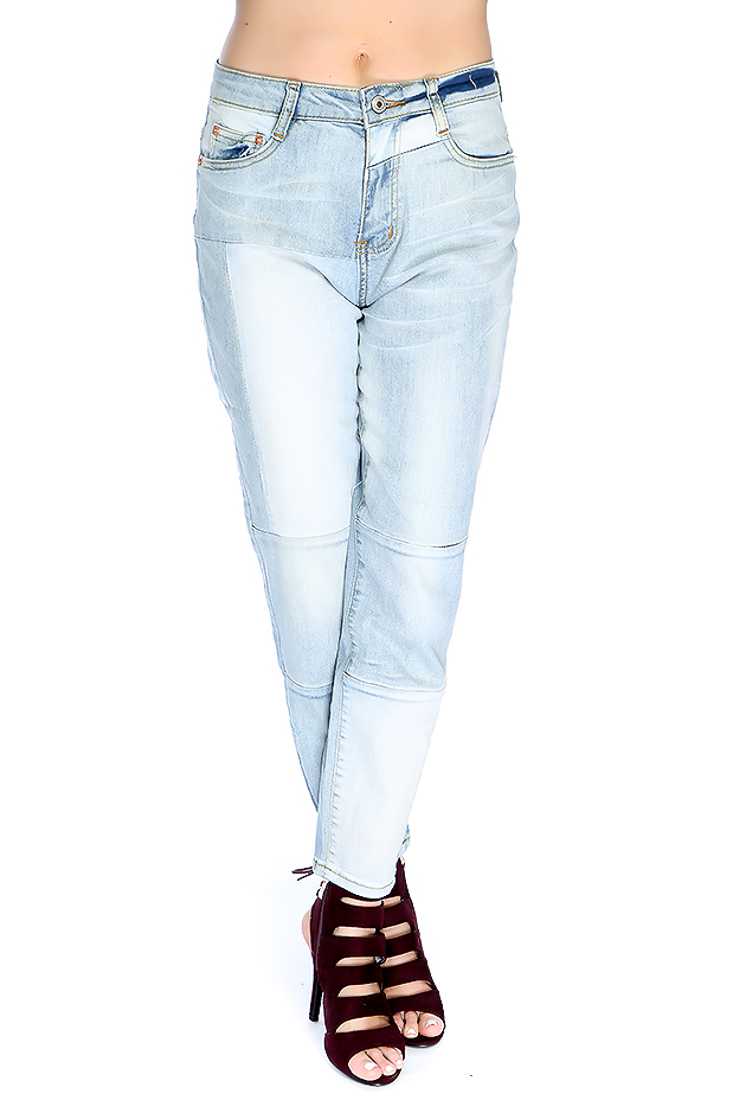 Light Blue Denim Stone Wash Fitted Jeans