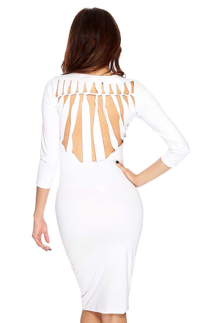 White Woven Razor Cut Sexy Party Dress