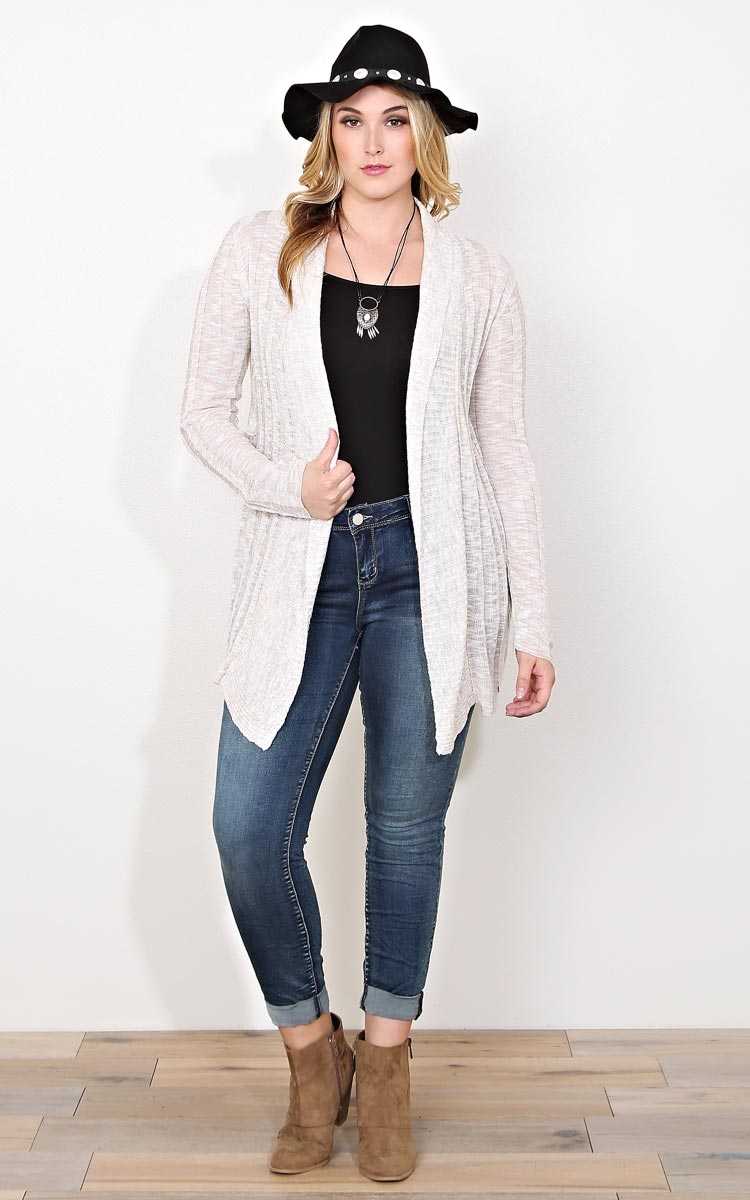 Plus Size Sweet Times Marled Knit Wrap - Taupe Combo in Size 2X by Styles For Less