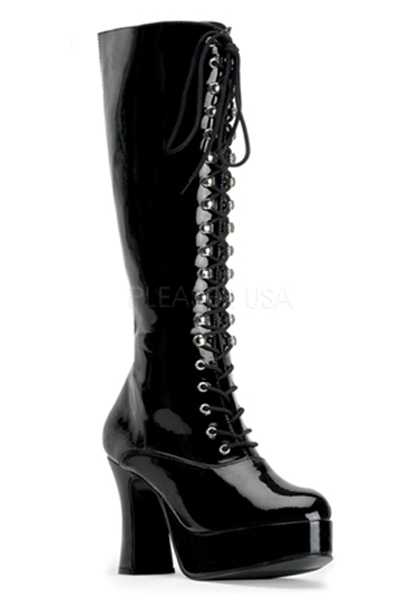 Black Patent Knee High Platform Boots