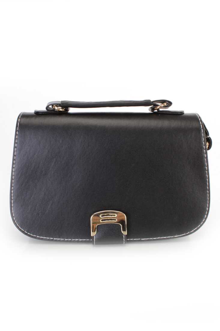 Black High Polish Closure Shoulder Handbag