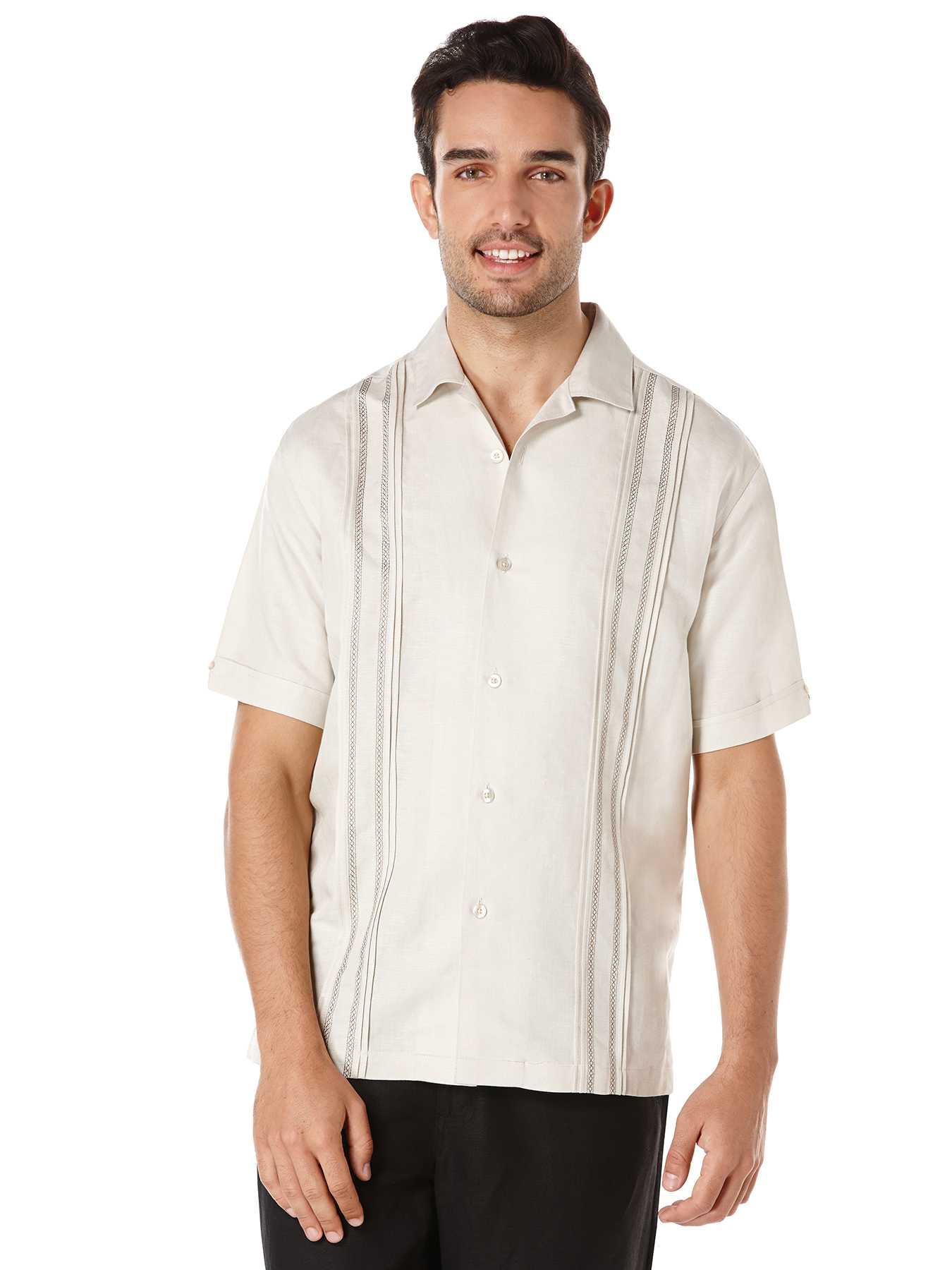 Cubavera Linen Short Sleeve Front Tuck Panel