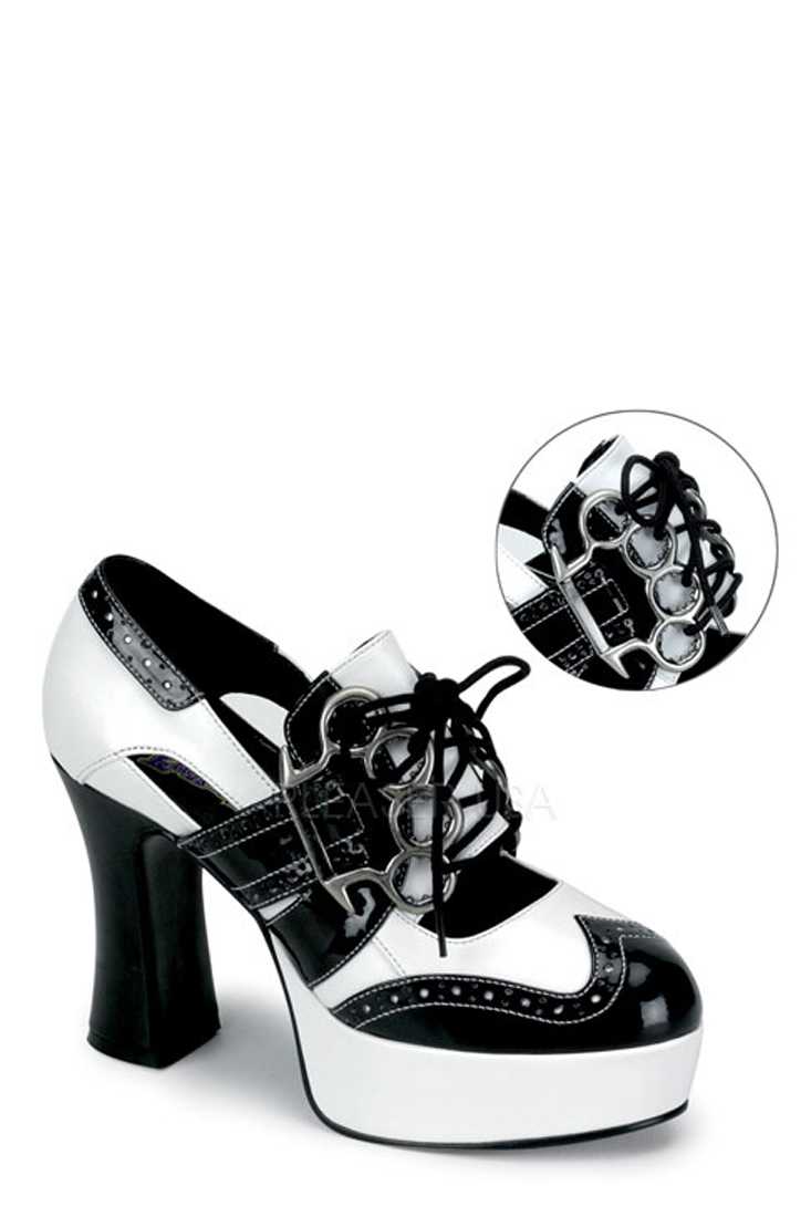 Black White Two Tone Booties Patent