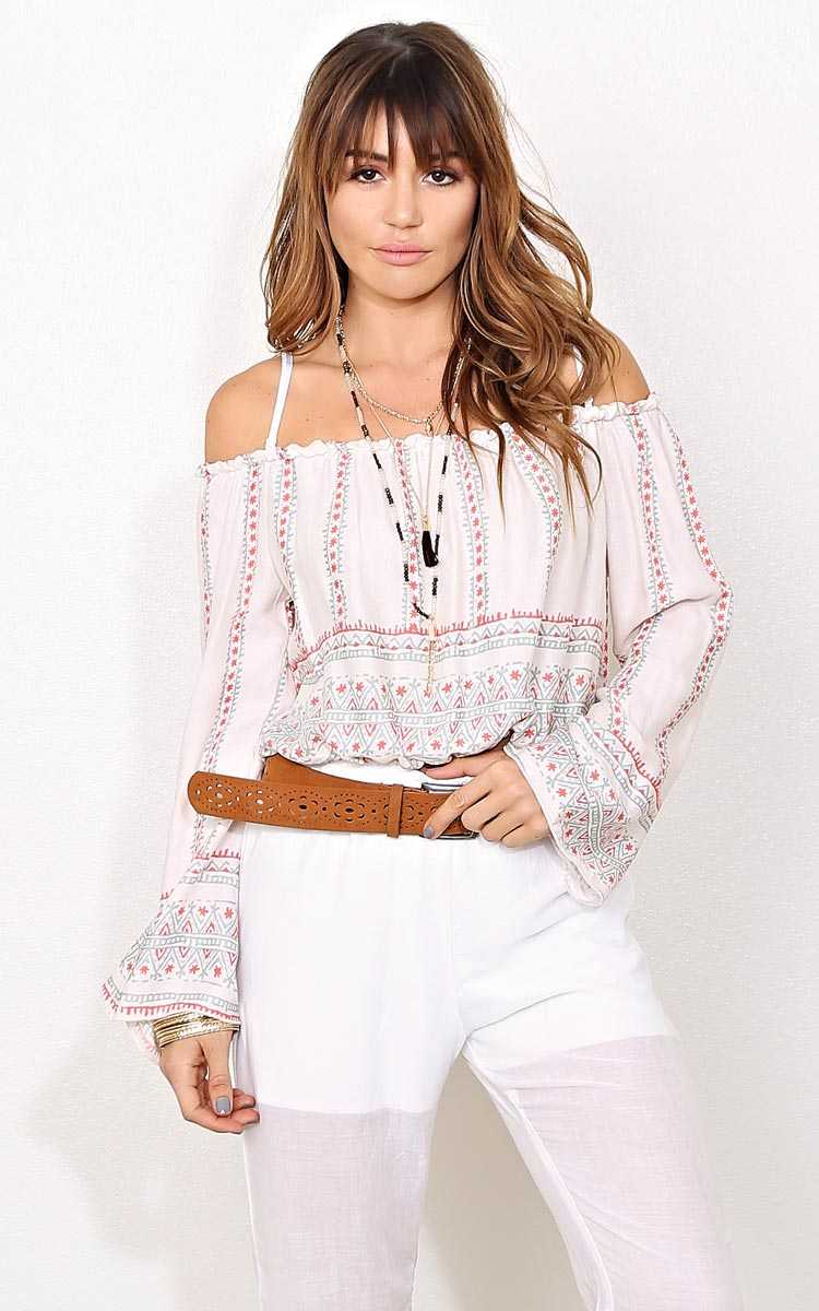 Leann Of The Shoulder Woven Top - - Natural in Size by Styles For Less