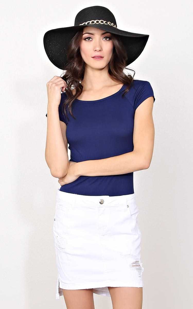 Navy Boat Neck Knit Top - - Navy in Size by Styles For Less