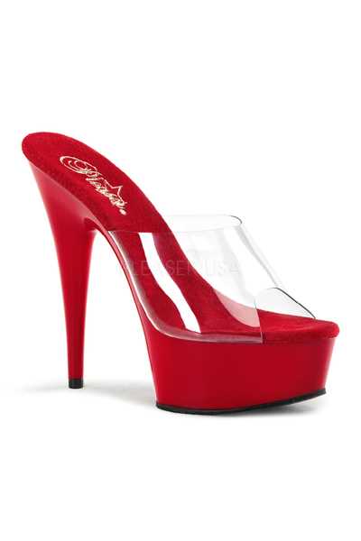 Clear Red Slip On Platform High Heels