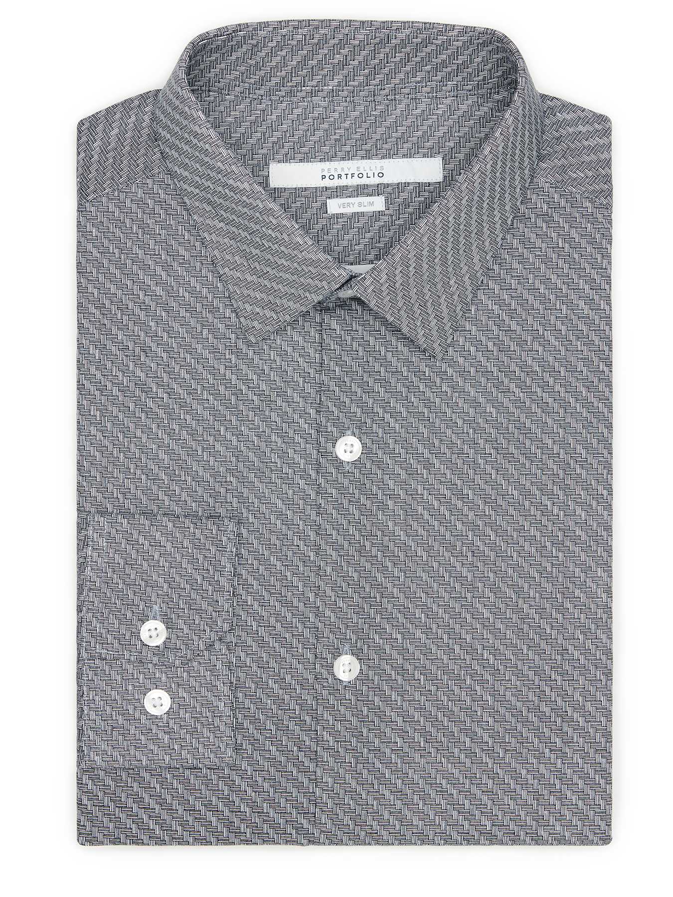 Perry Ellis Very Slim Twill Tile Dress Shirt
