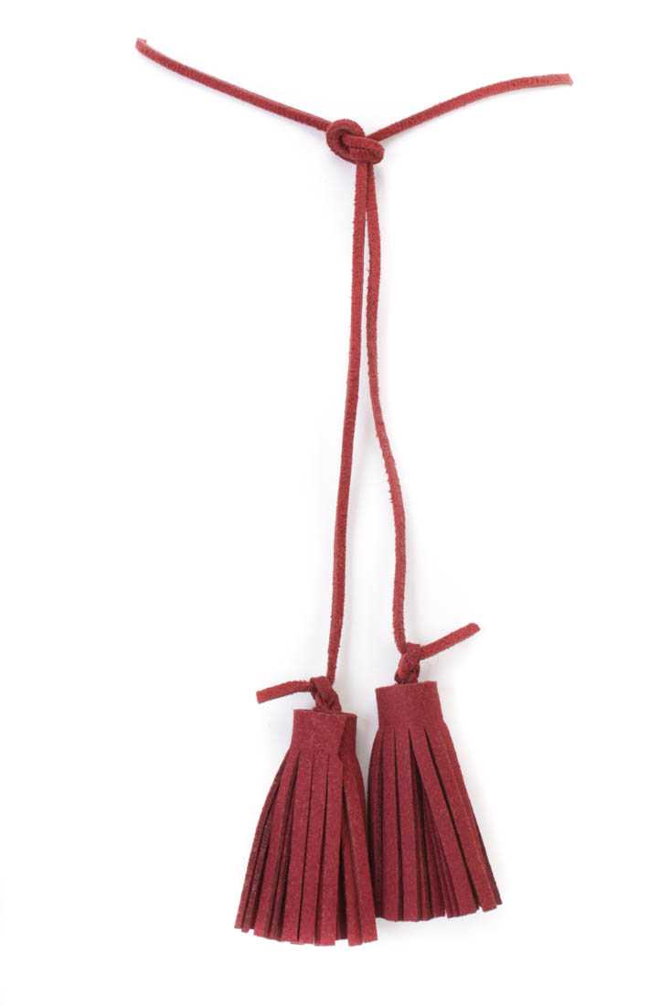 Wine Tassel Faux Suede Necklace