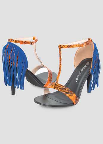 Snake Fringe T-Strap Sandal - Wide Width