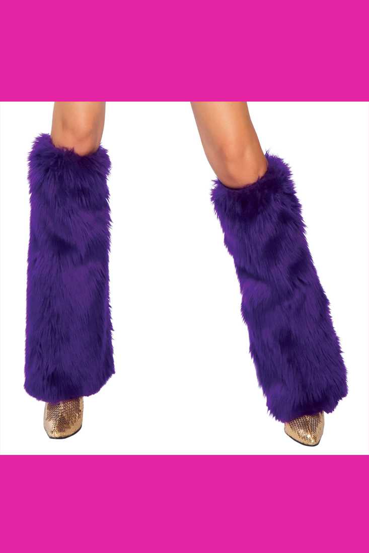 Purple Faux Fur Leg Warmers Costume Accessory