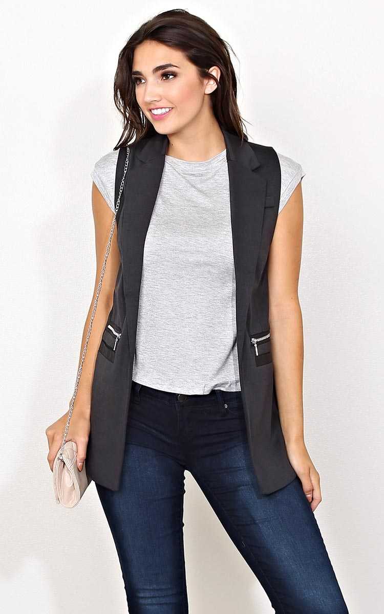 Charcoal Darling Nikki Woven Vest - - Charcoal in Size by Styles For Less