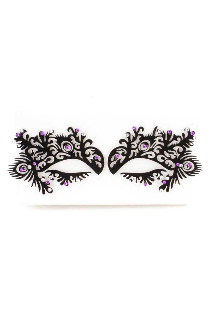 Black Purple Fabric Sticker Eye Mask