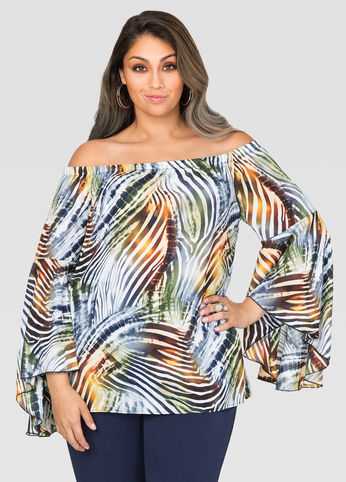 Off-Shoulder Bell Sleeve Blouse