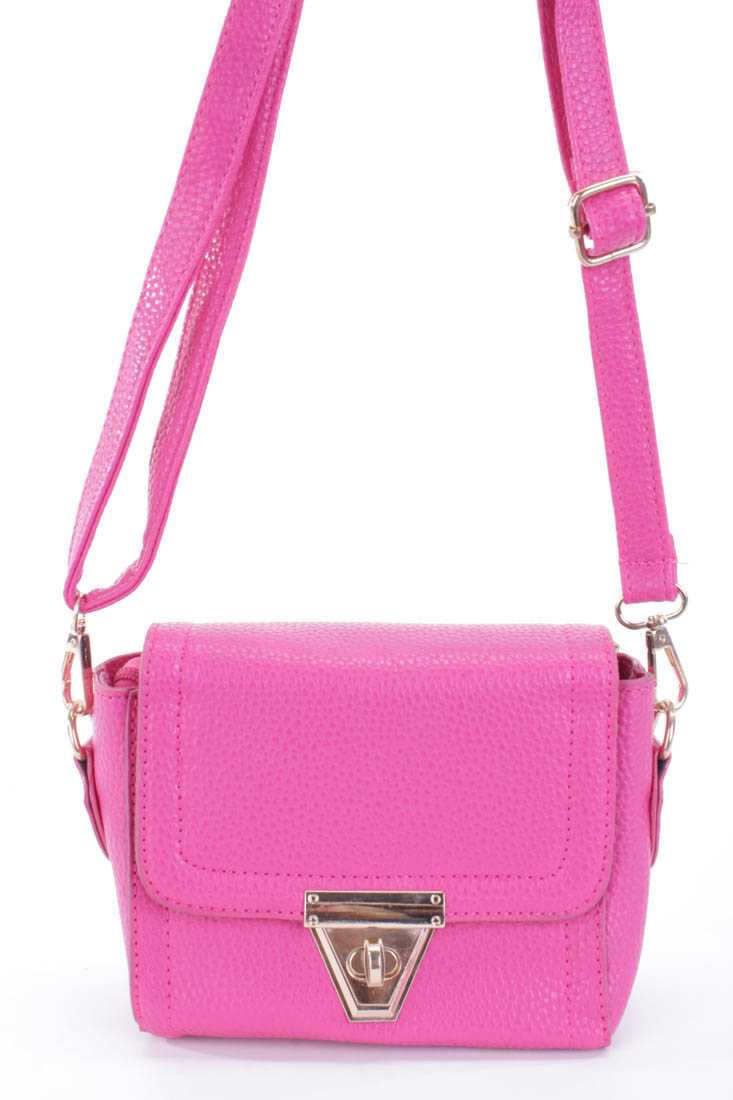 Fuchsia Faux Leather Mini Handbag