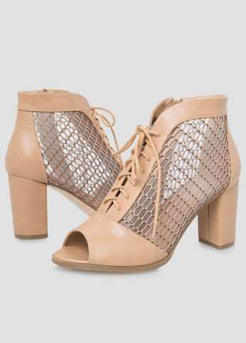 Mesh Chunky Heel Bootie - Wide Width
