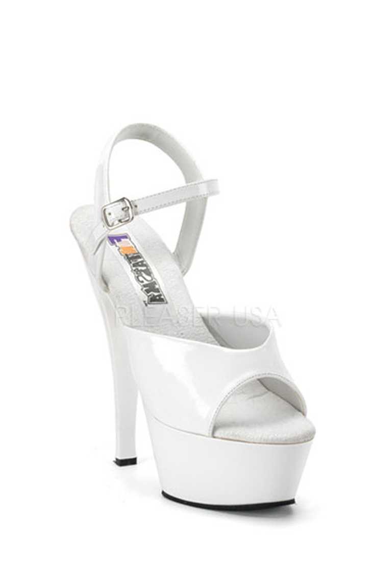 White Peep Toe Platform High Heels Patent