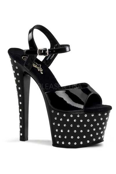 Black Patent Rhinestone Platform High Heels