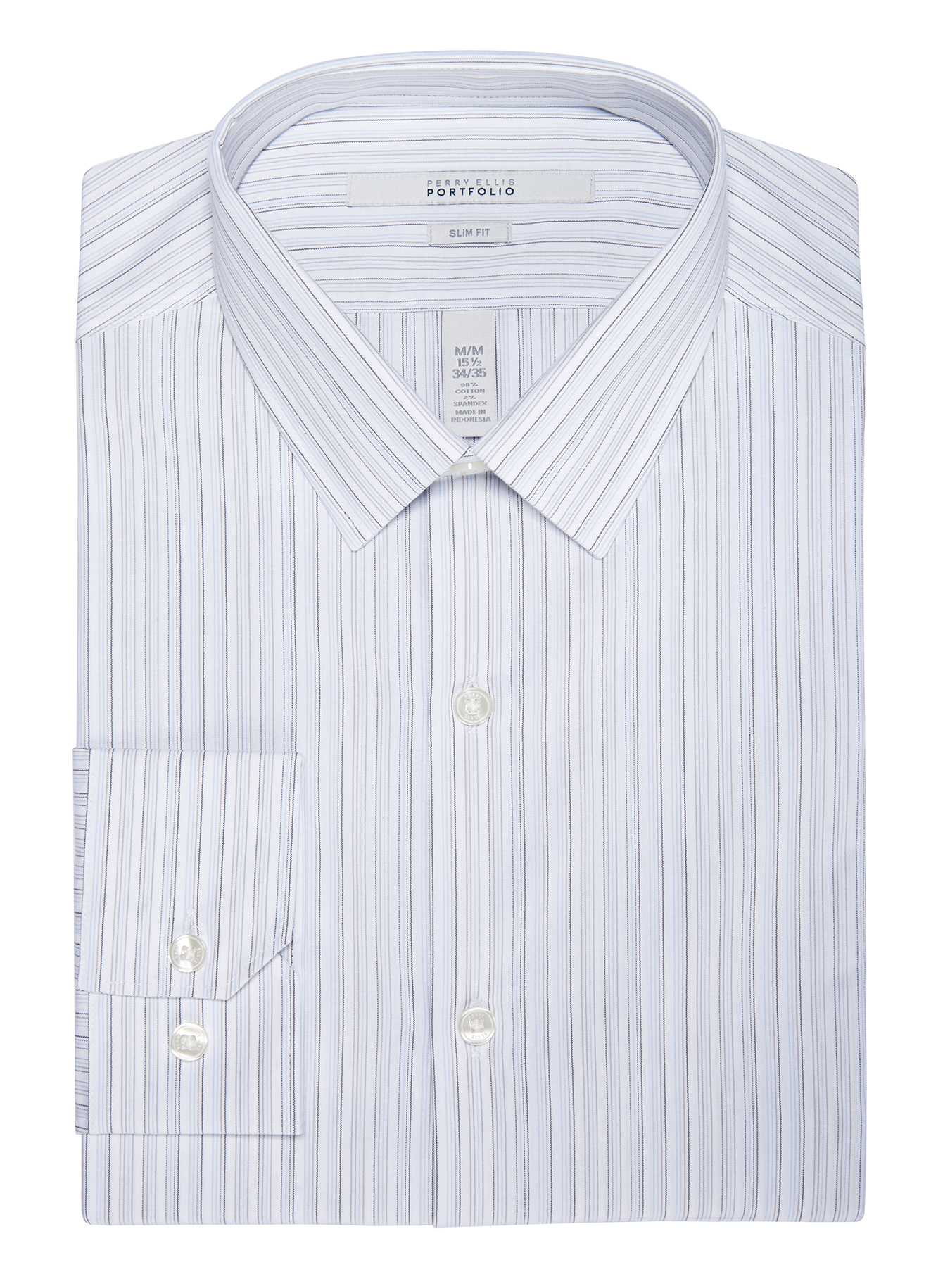 Perry Ellis Slim Fit Uneven Stripe Dress Shirt
