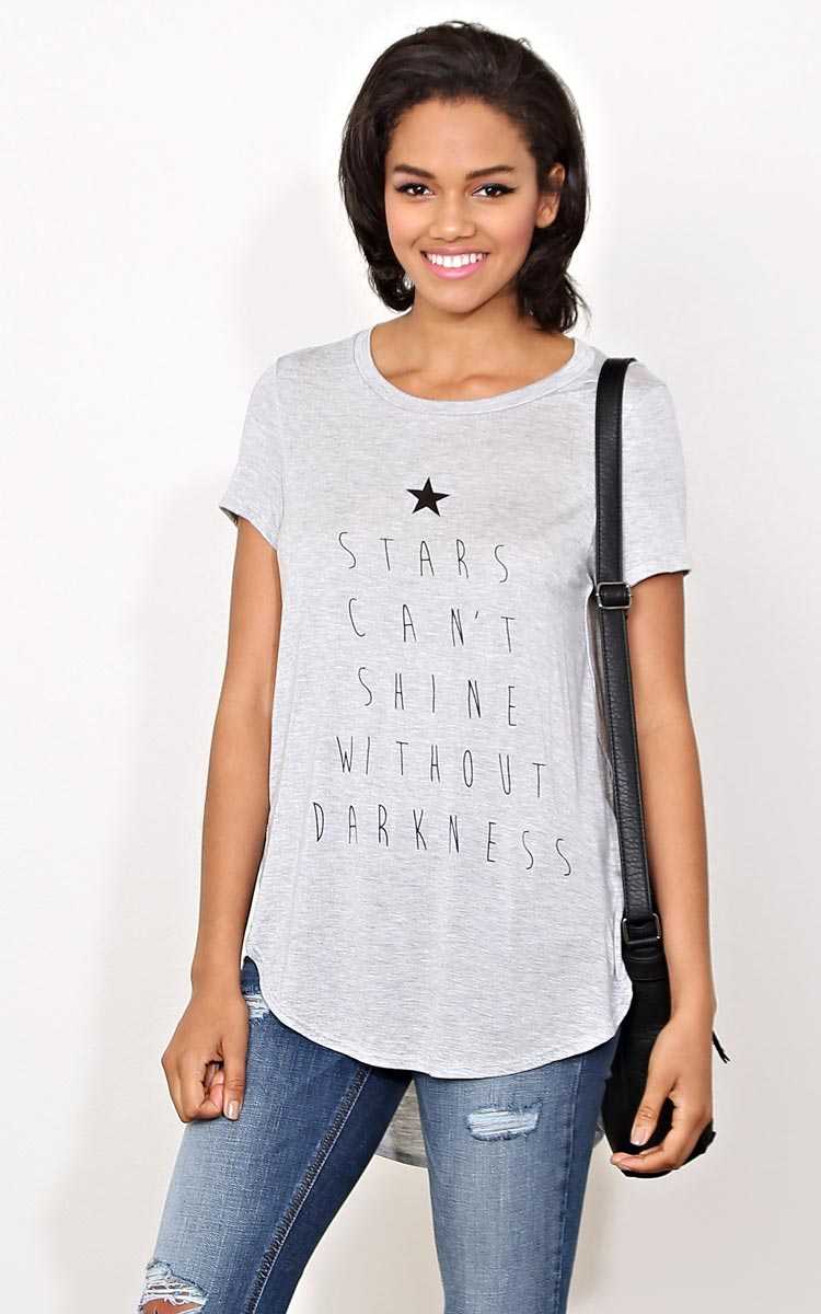 STARS CANT SHINE Knit Top - - H Grey Combo in Size by Styles For Less