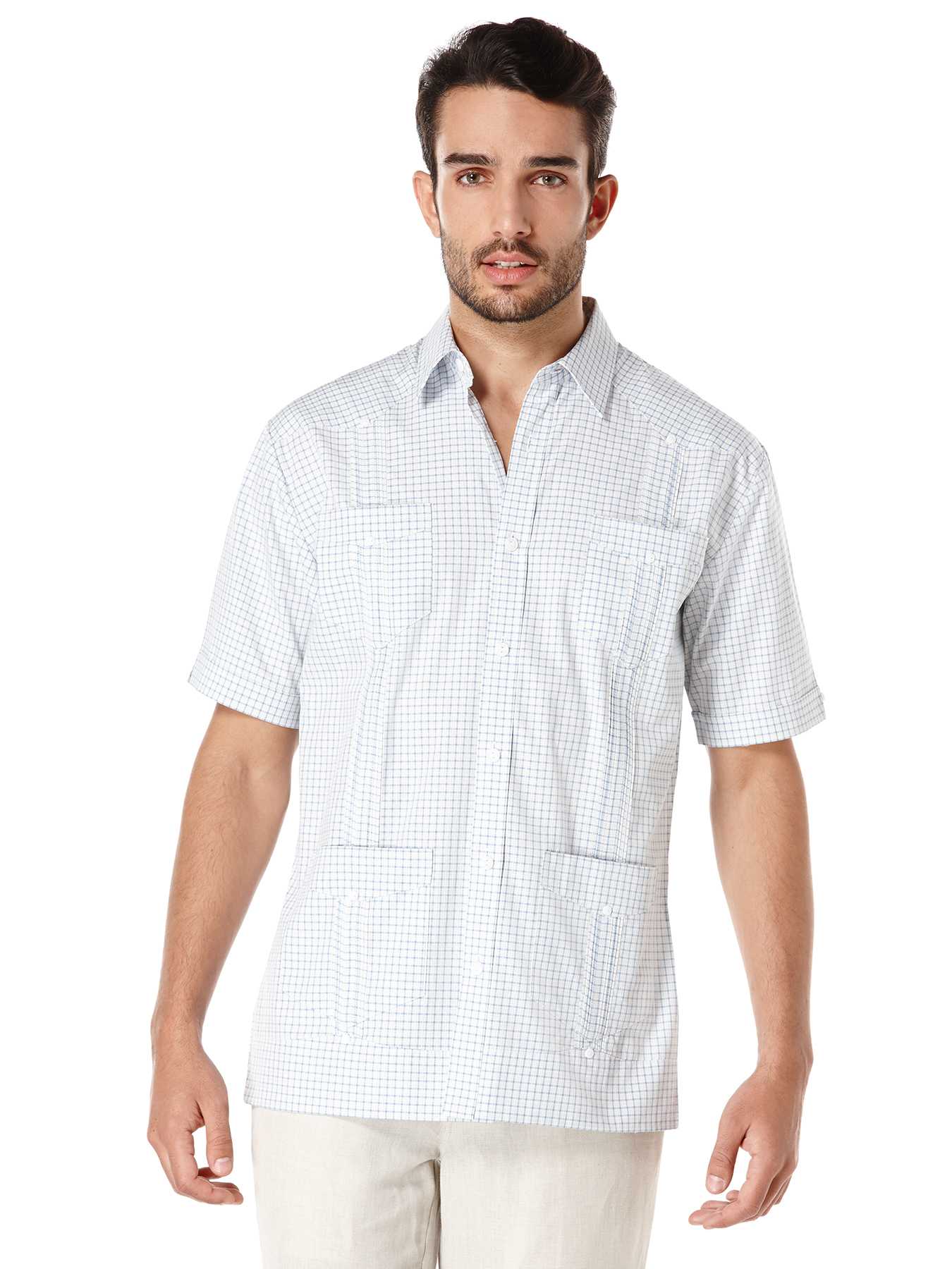 Cubavera Cotton Short Sleeve Dobby Check Guayabera