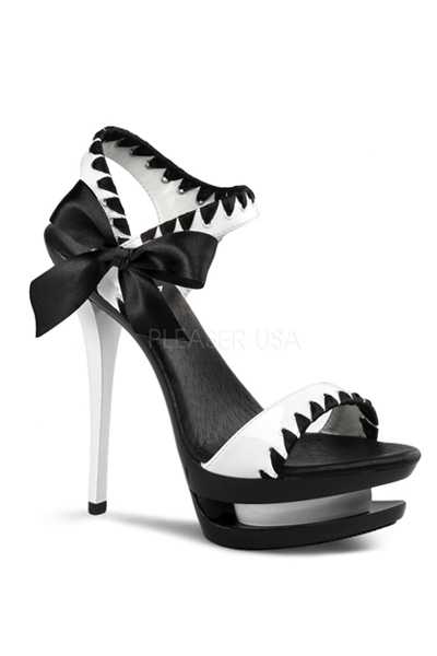 Black White Patent Bow Tie Platform High Heels