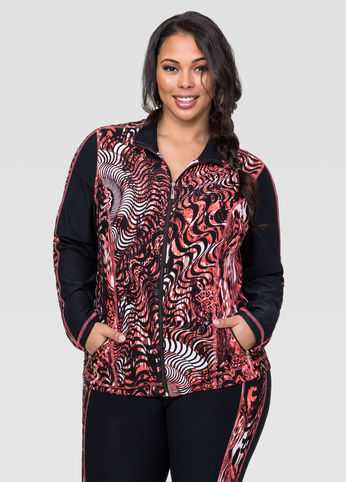 Coral Abstract Active Jacket
