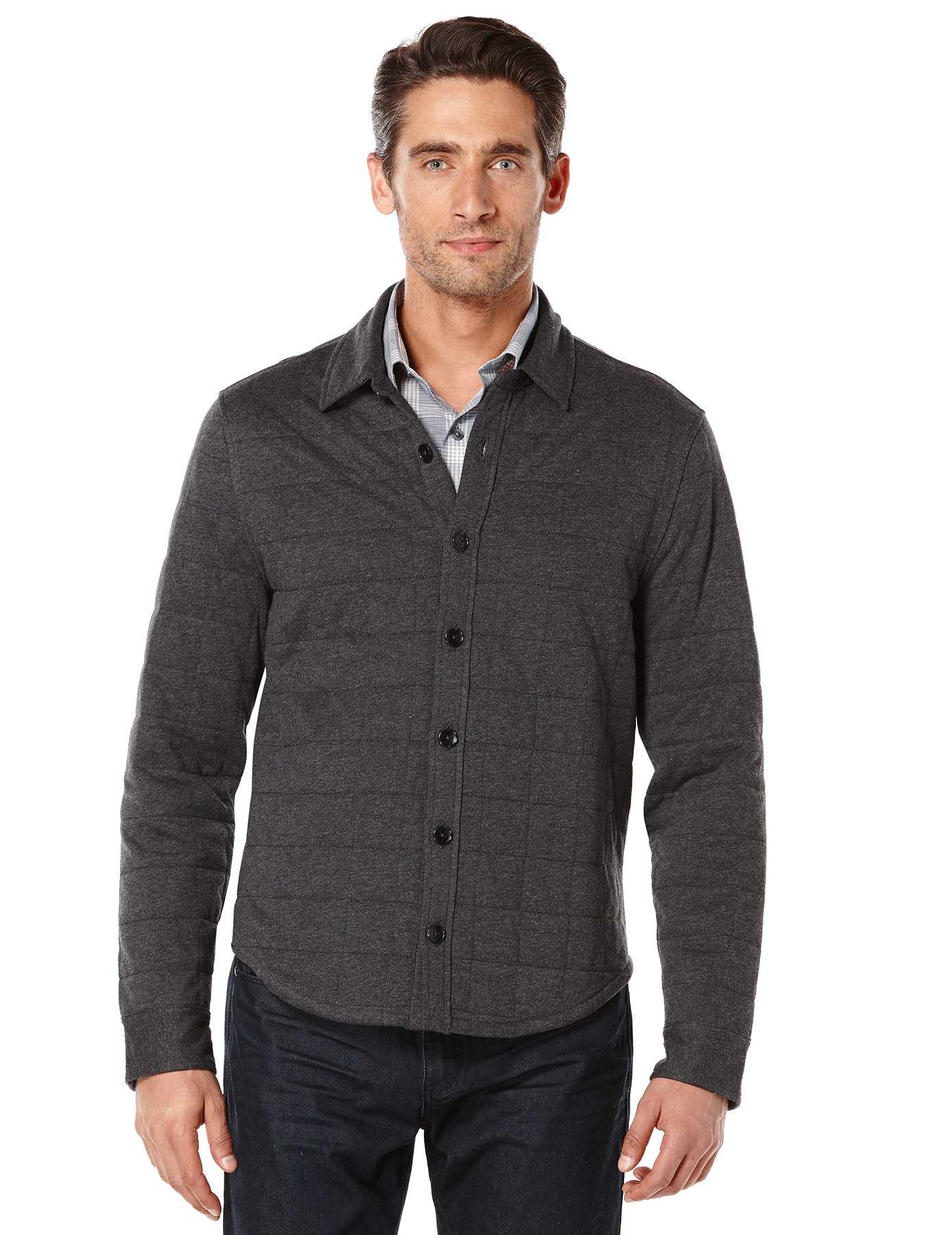 Perry Ellis Quilted Button Front Jacket