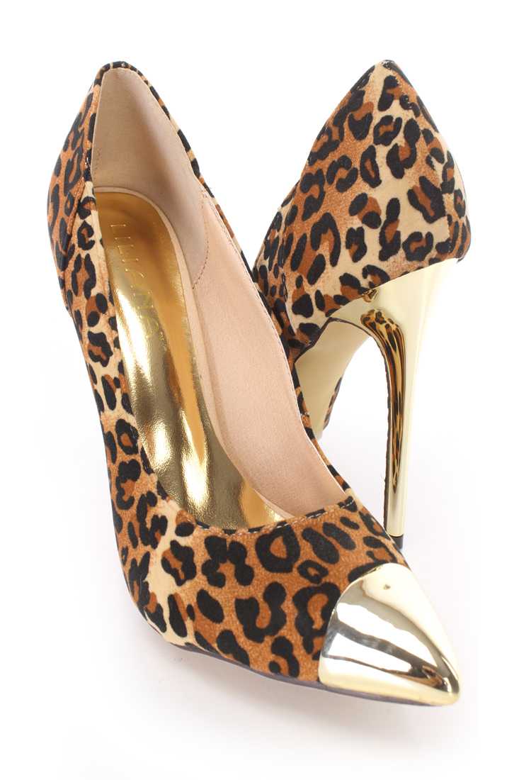 Leopard Single Sole Stiletto Pump High Heels Faux Suede