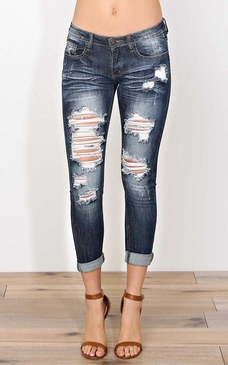 Machine Candice Distressed Skinny Jeans - Dk Destroyed in Size by Styles For Less