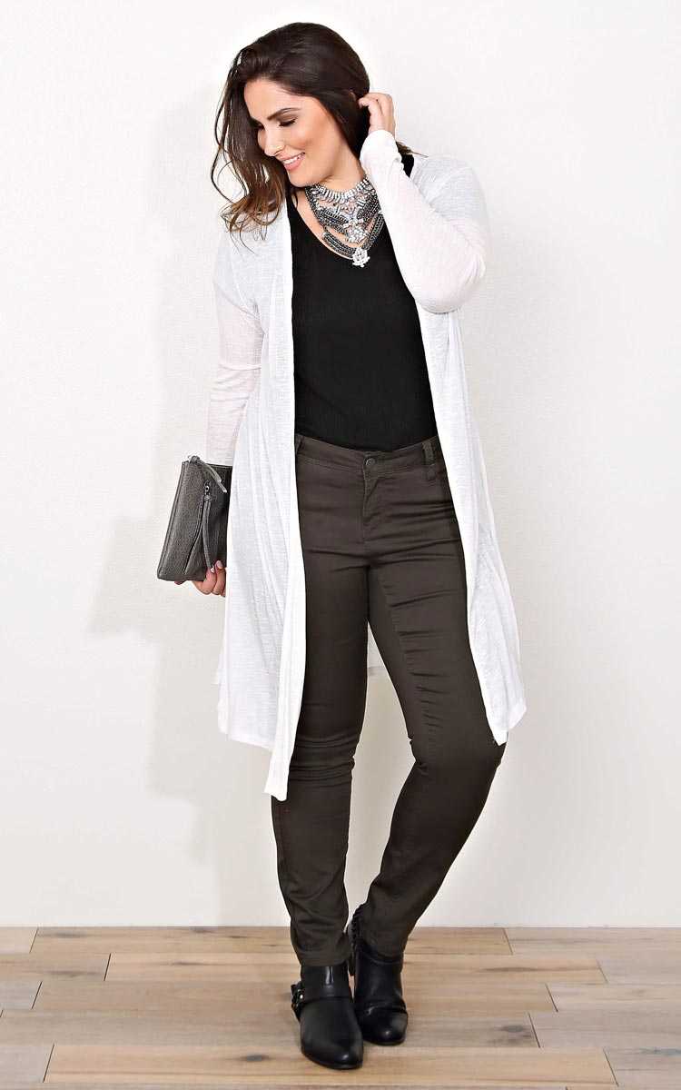 Plus Size Clean Break Rib Knit Duster - Ivry/Natrl in Size by Styles For Less