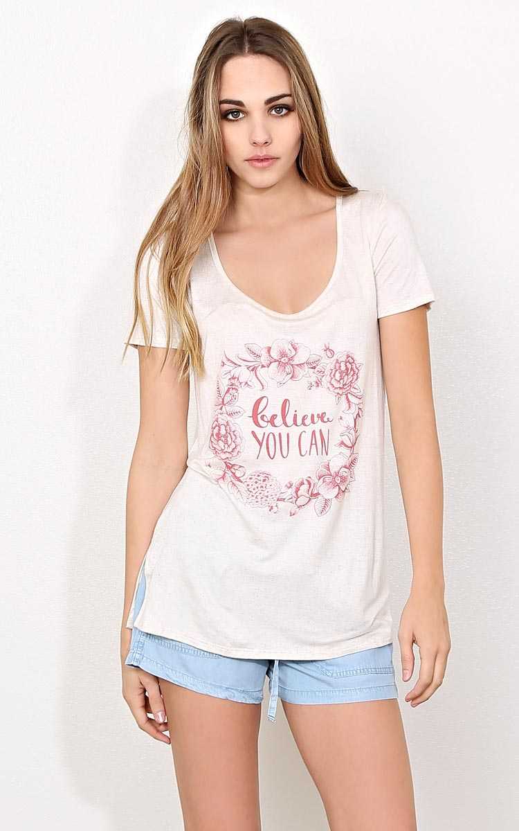BELIEVE YOU CAN Knit Top - - Oatmeal in Size by Styles For Less