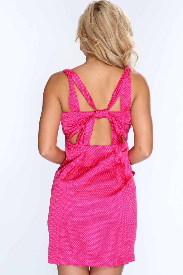 Fuchsia Multi Polka Dot Print Sexy Party Dress