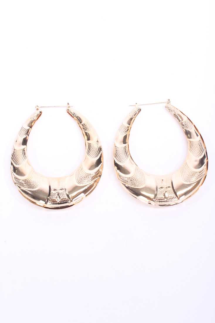 Gold Scale Textured U-Shape Earrings