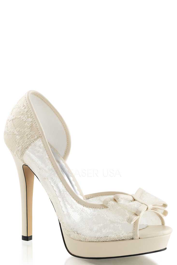 Ivory Peep Toe D Orsay Pump High Heels Lace