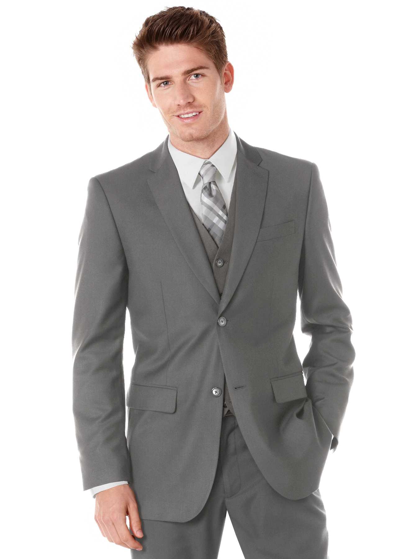 Perry Ellis Regular Fit Sharkskin Solid Suit Jacket